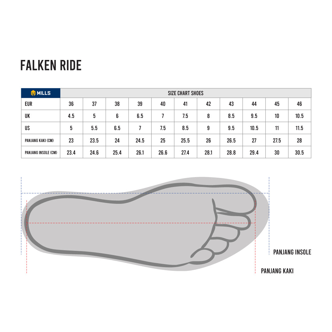 Mills Sepatu Lari Running Shoes Falken Ride Black / White 9102504