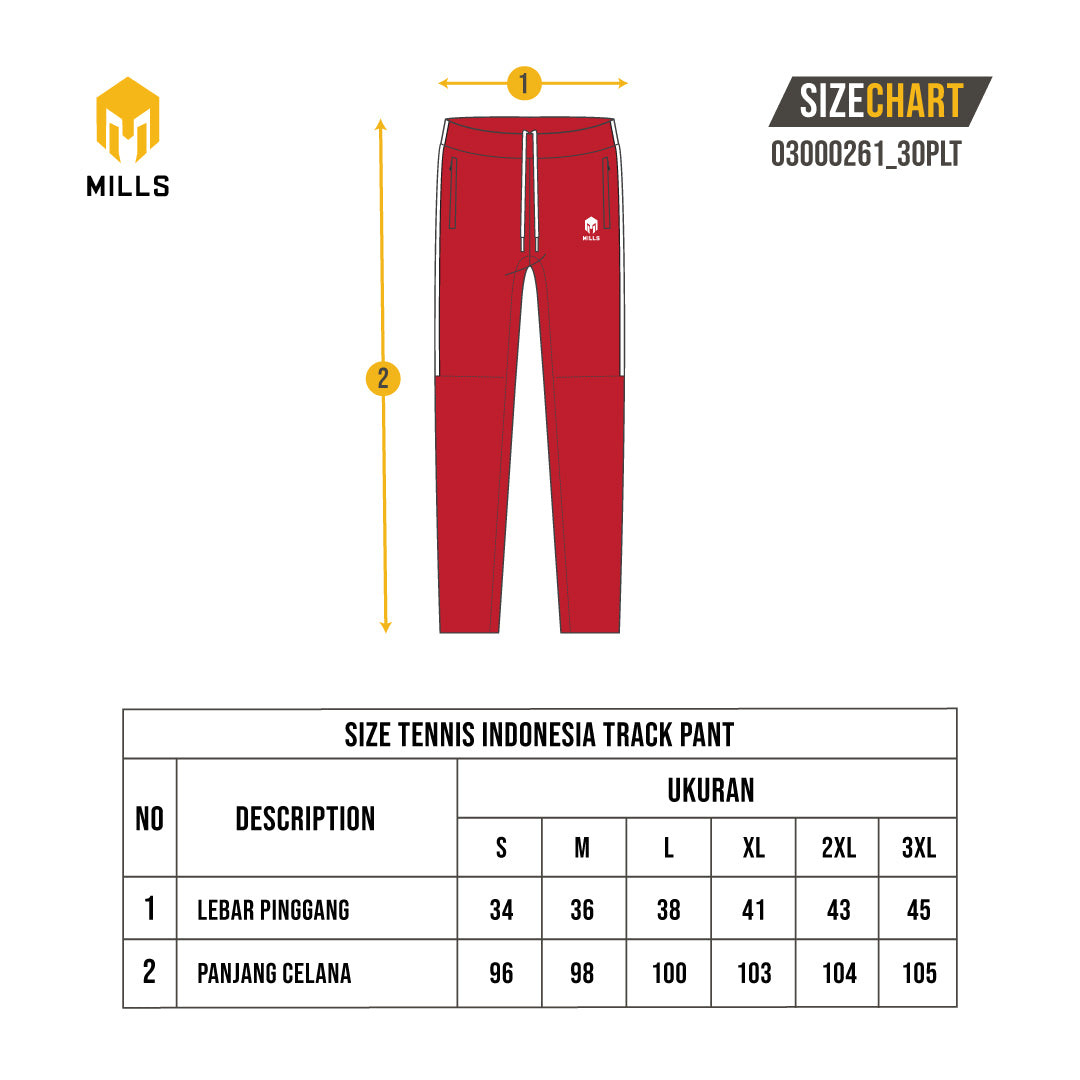 MILLS TENNIS INDONESIA TRACK PANT RED 03000261 30PLT