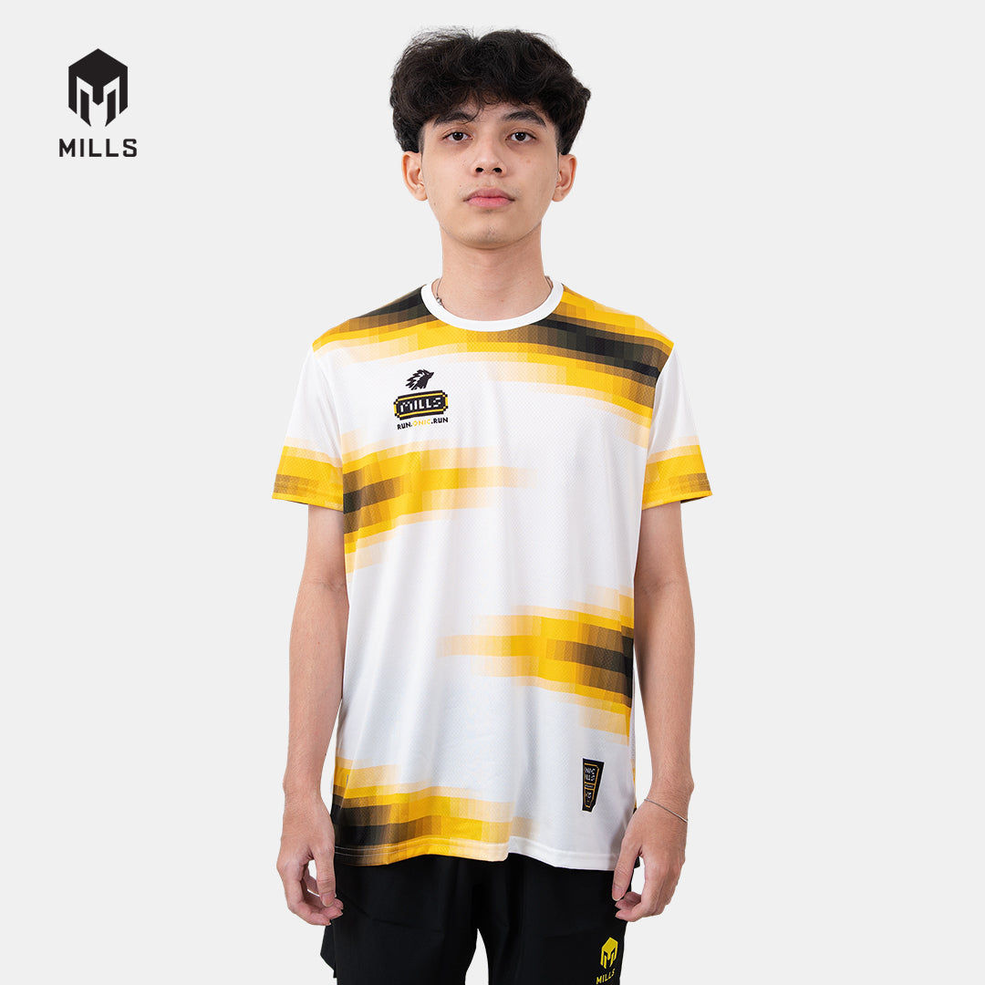 MILLS ONIC NOSTALNIC RUNNING T-SHIRT WHITE/YELLOW 00100698 27ONC