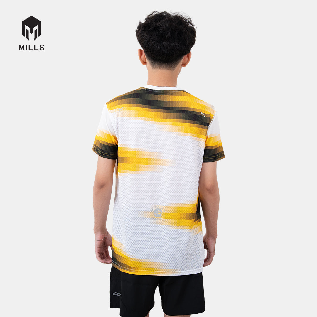 MILLS ONIC NOSTALNIC RUNNING T-SHIRT WHITE/YELLOW 00100698 27ONC