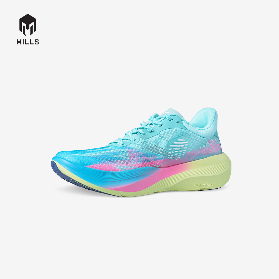 MILLS SEPATU LARI RUNNING SHOES TREXIMO FURY RETRO BLUE / GLOW LIME / ELECTRIC PINK 9109603