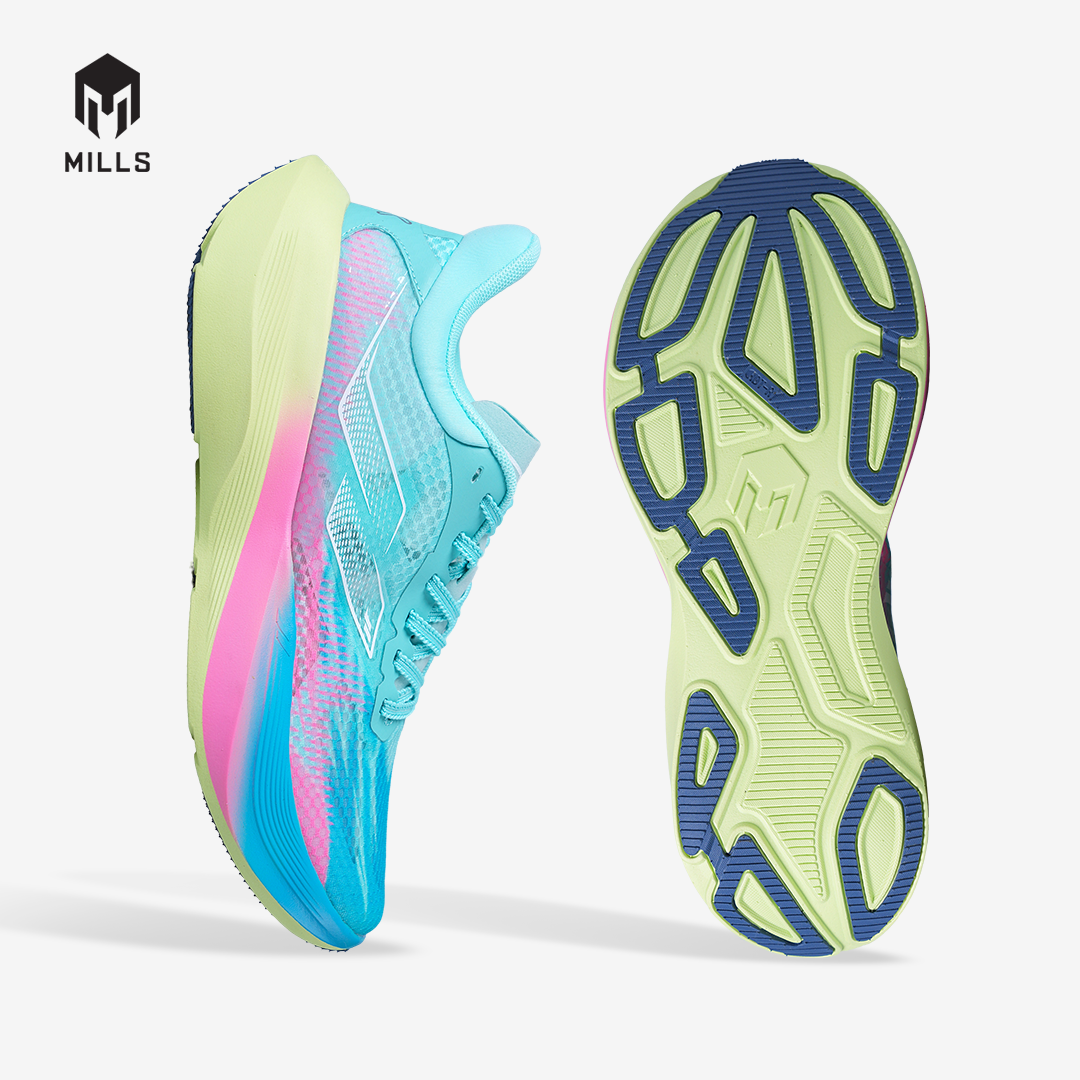 MILLS SEPATU LARI RUNNING SHOES TREXIMO FURY RETRO BLUE / GLOW LIME / ELECTRIC PINK 9109603
