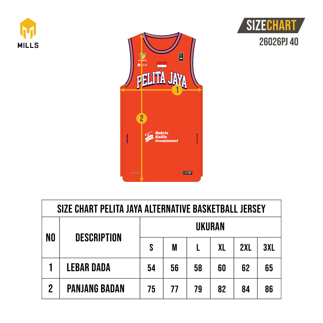 MILLS PELITA JAYA THIRD BASKETBALL JERSEY ORANGE 01100090