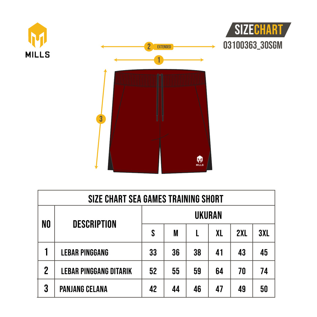 MILLS SEA GAMES TRAINING SHORT RED 03100363 30SGM