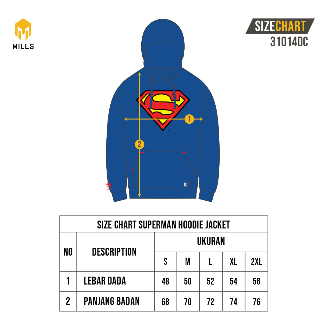 MILLS Superman Jaket Olahraga Hoodie Jacket Royal Blue 31014DC