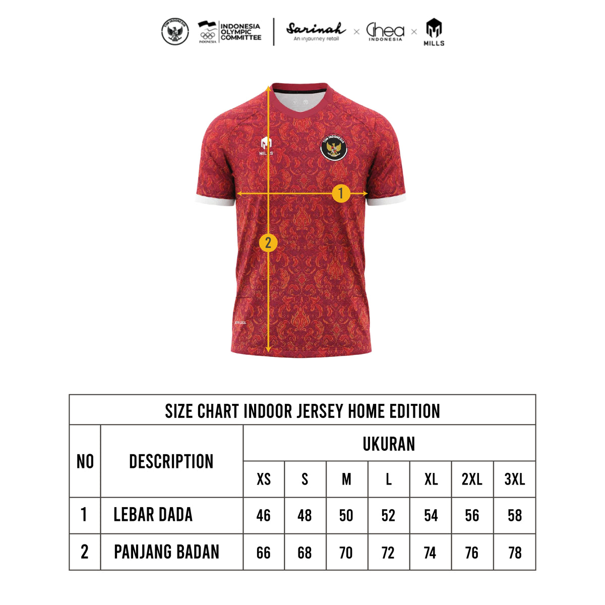 MILLS ASIAN GAMES HOME INDOOR JERSEY MAROON 00101017