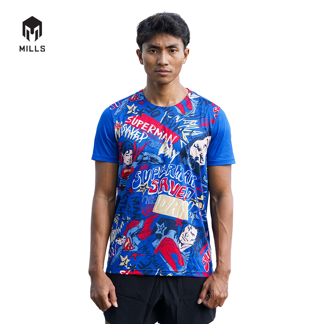 MILLS Superman Baju Olahraga Running Shirt Tee Shirt 2044DC