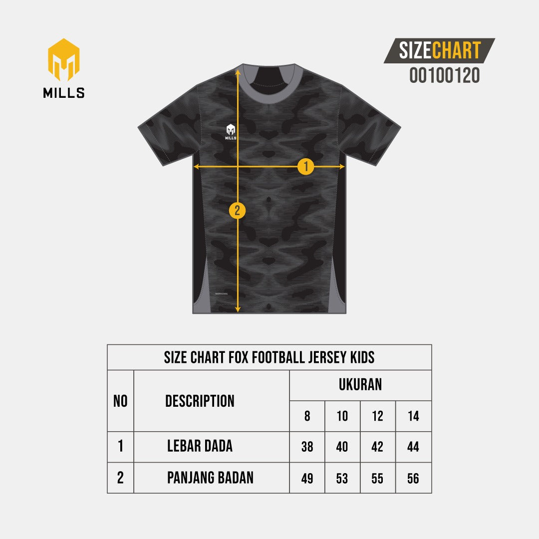 MILLS BAJU OLAHRAGA SEPAKBOLA FUTSAL FOX FOOTBALL JERSEY KIDS 00100120
