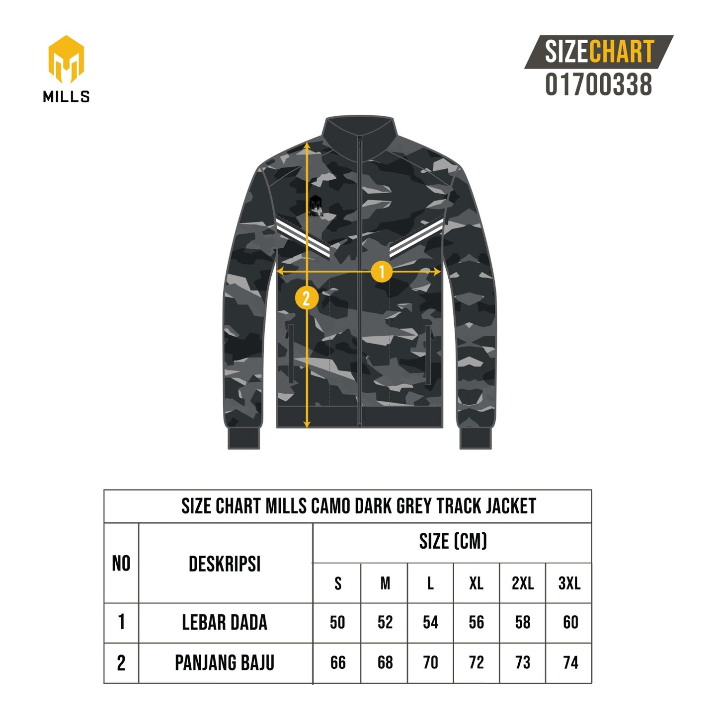 MILLS JAKET OLAHRAGA TRACK JACKET - CAMMO DARK GREY 01700338
