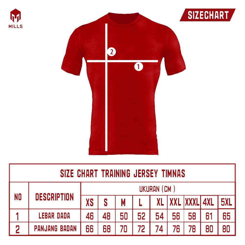 MILLS Timnas Baju Latihan Garuda Training Jersey Code 1013GR Red, White, Charcoal, Green