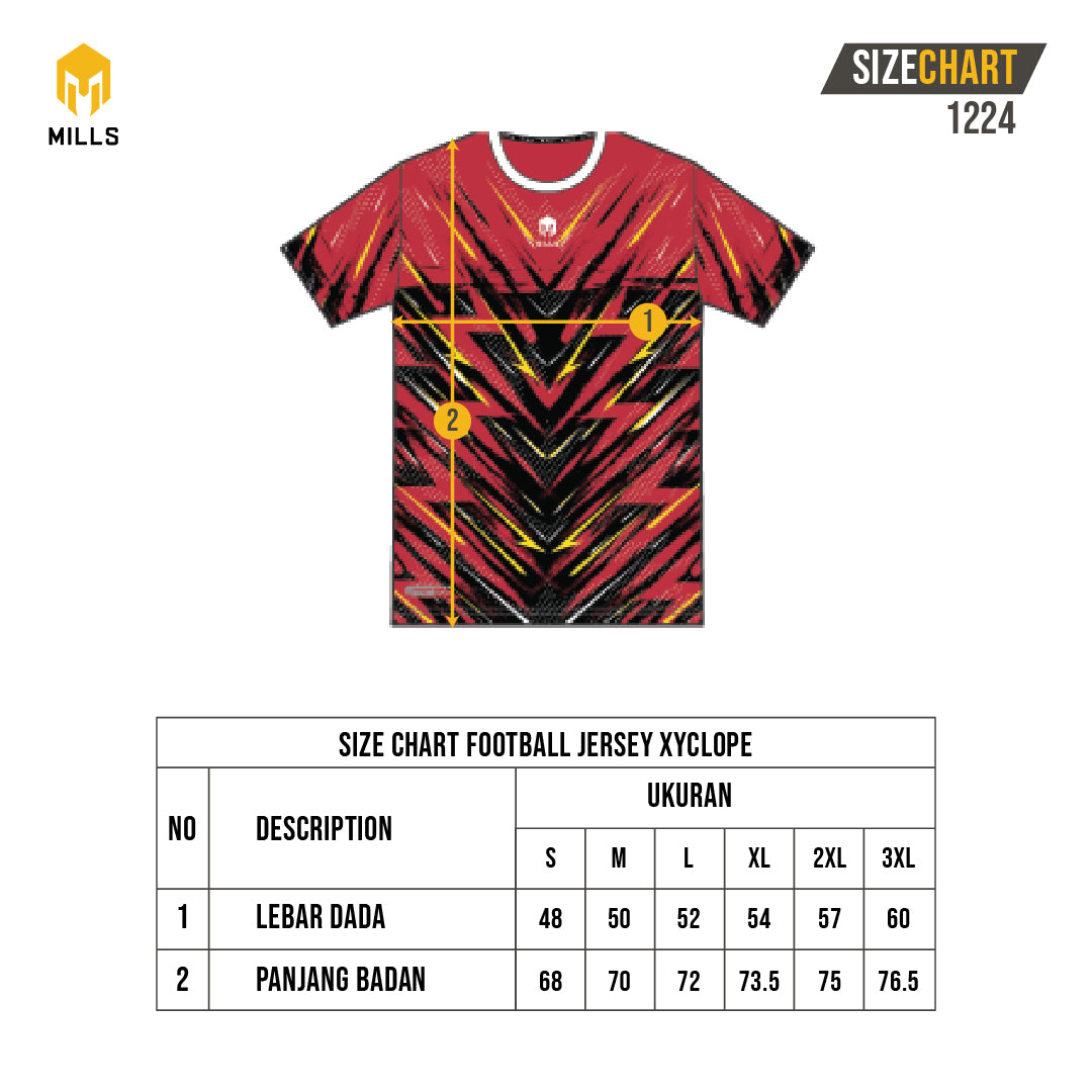 MILLS Baju Olahraga Jersey Sepakbola Football Futsal Soccer Jersey Xyclope 1224