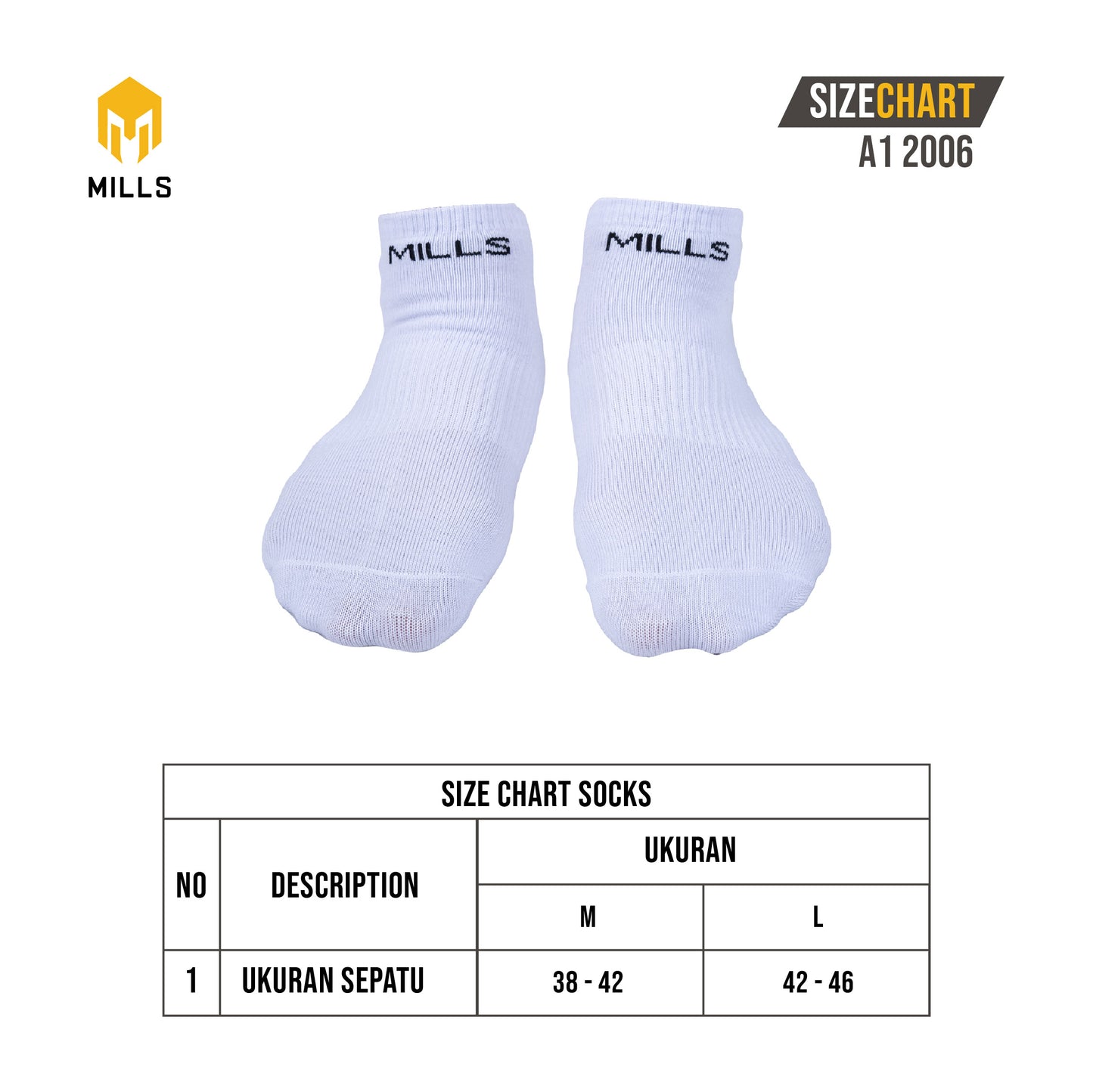 MILLS Kaos Kaki Olahraga Sport No Show Socks A1 2006