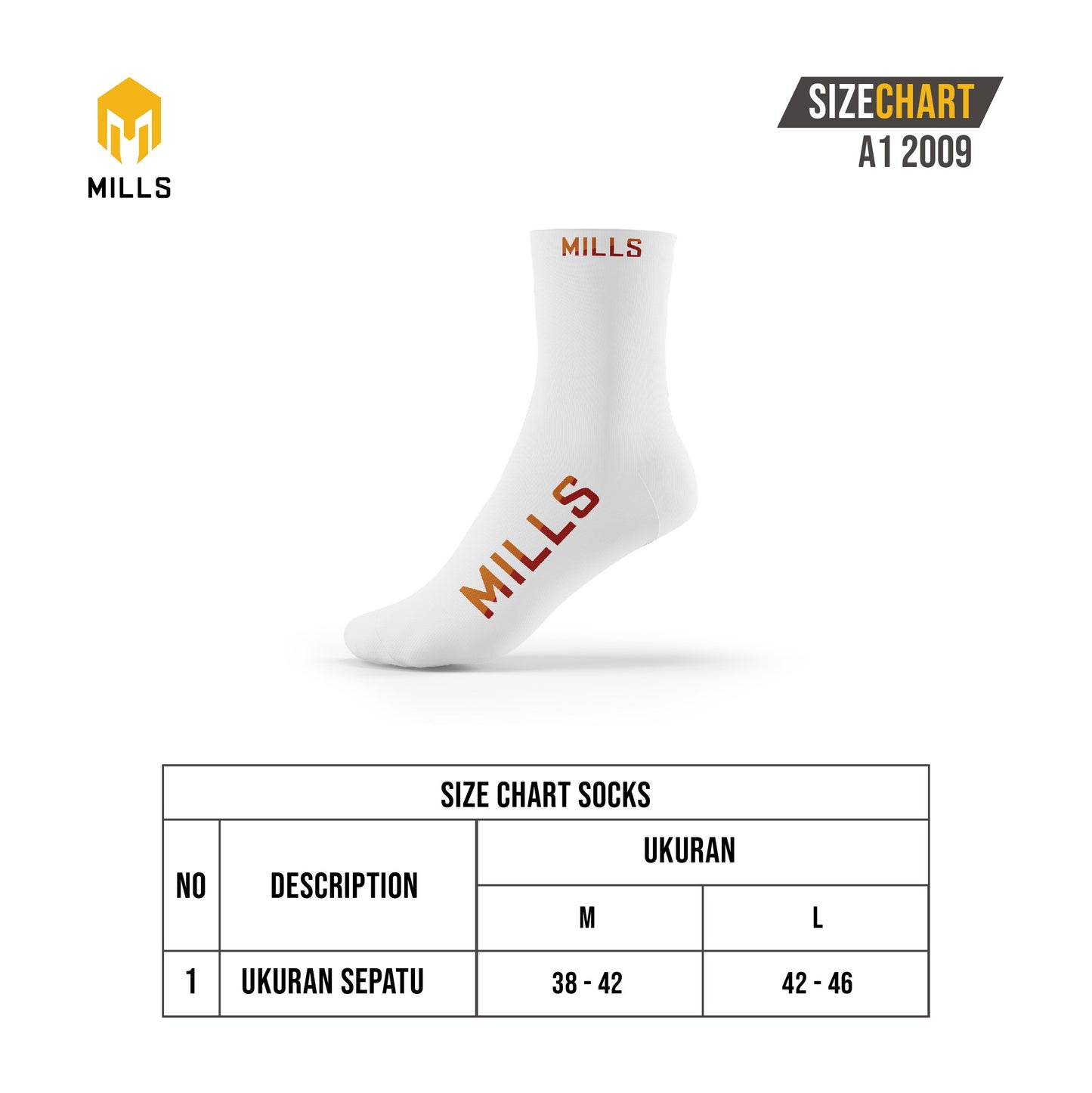 MILLS Kaos Kaki Olahraga Sport Quarter Socks A1 2009