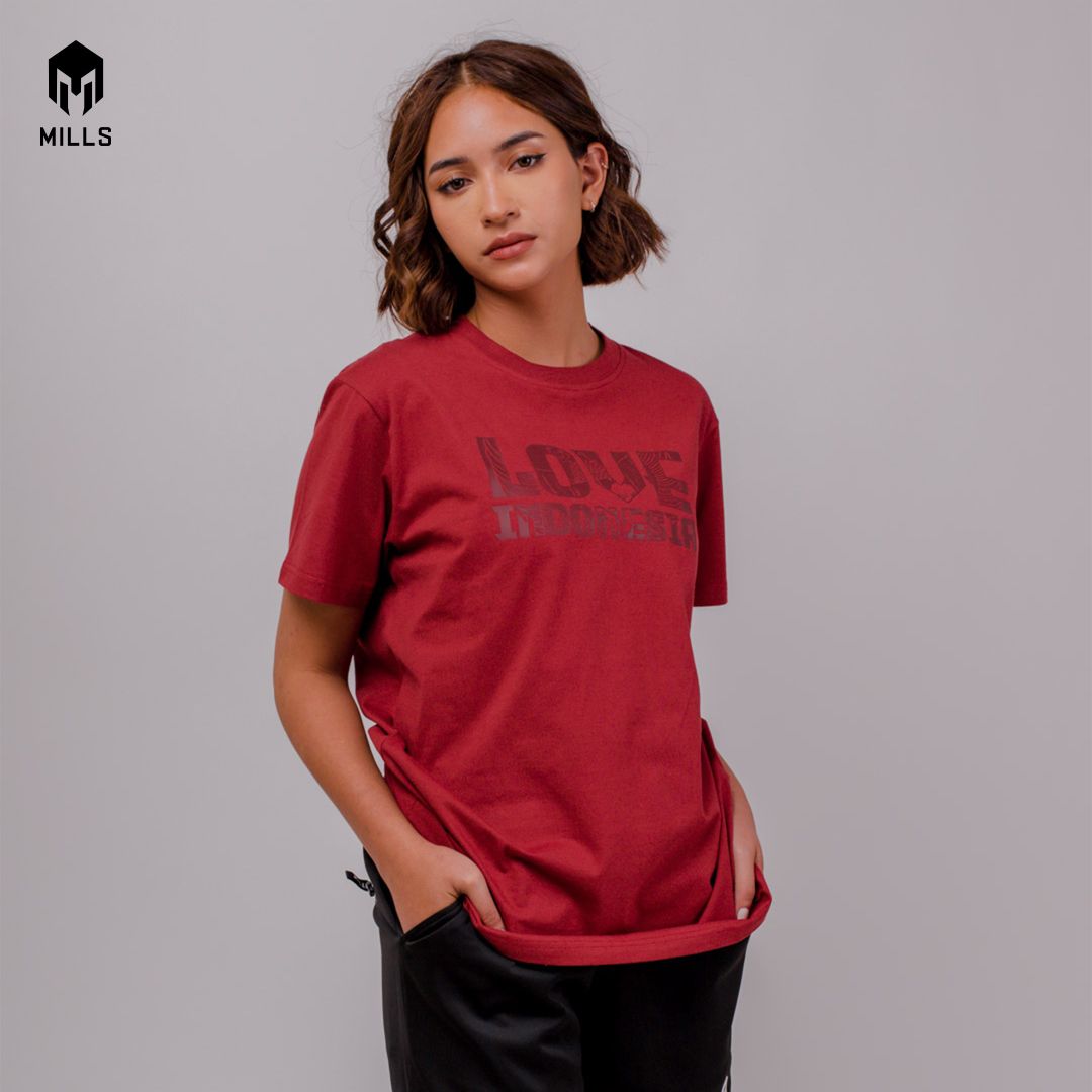 Mills Baju Oblong Katun Cotton T-Shirt LOVE INDONESIA 21004