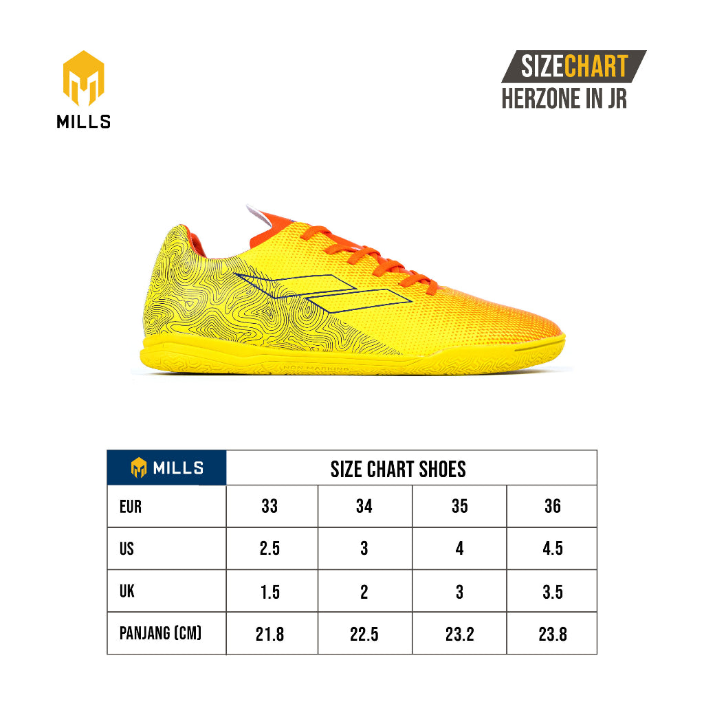 MILLS Sepatu Futsal Herzone IN JR Yellow / Orange / Navy 9800102