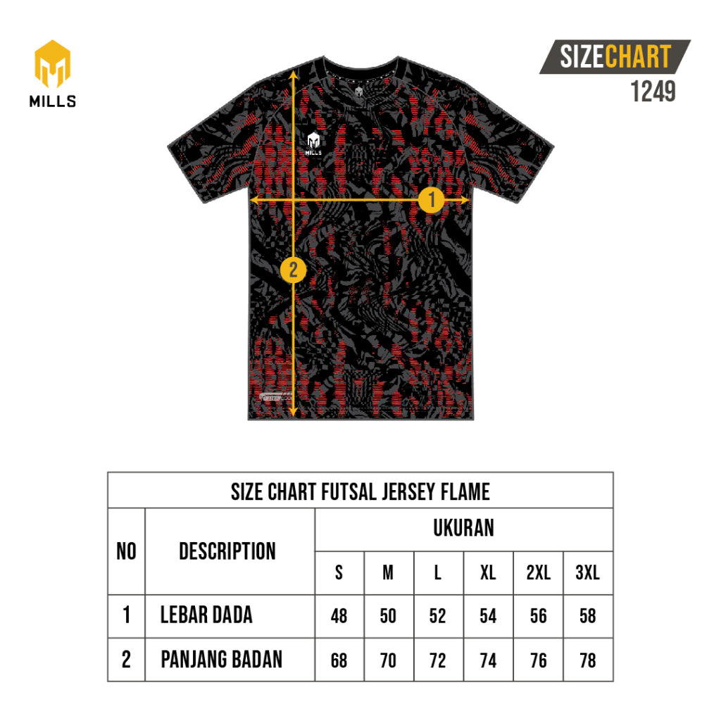 MILLS Baju Olahraga Jersey Sepakbola Football Futsal Soccer Jersey Flame 1249