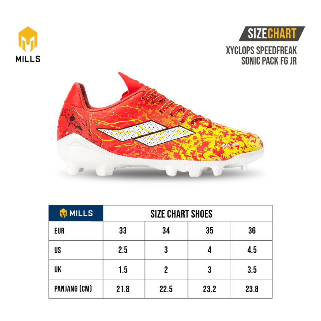 MILLS Sepatu Sepak Bola Speedfreak Sonic Pack Fg Jr Red / Yellow / White 9200501