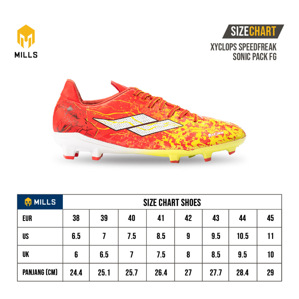 MILLS Sepatu Sepakbola Speedfreak Sonic Pack FG Red / Yellow / White 9302601