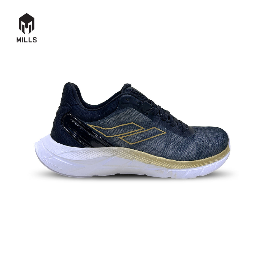 Mills Sepatu Lari Running Shoes Enermax Cushion EL Black / White / Gold 9100901