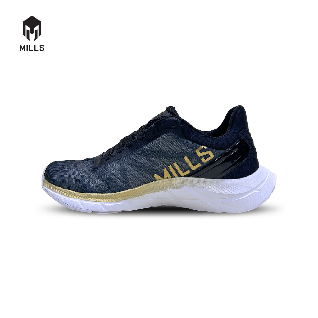 Mills Sepatu Lari Running Shoes Enermax Cushion EL Black / White / Gold 9100901