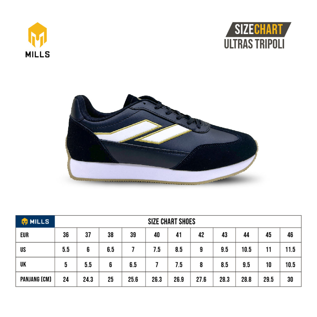 MILLS Sepatu Ultras Tripoli Black / White / Gold 9700601