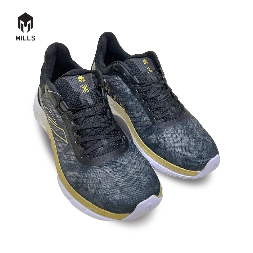 Mills Sepatu Lari Running Shoes Enermax Cushion EL Black / White / Gold 9100901