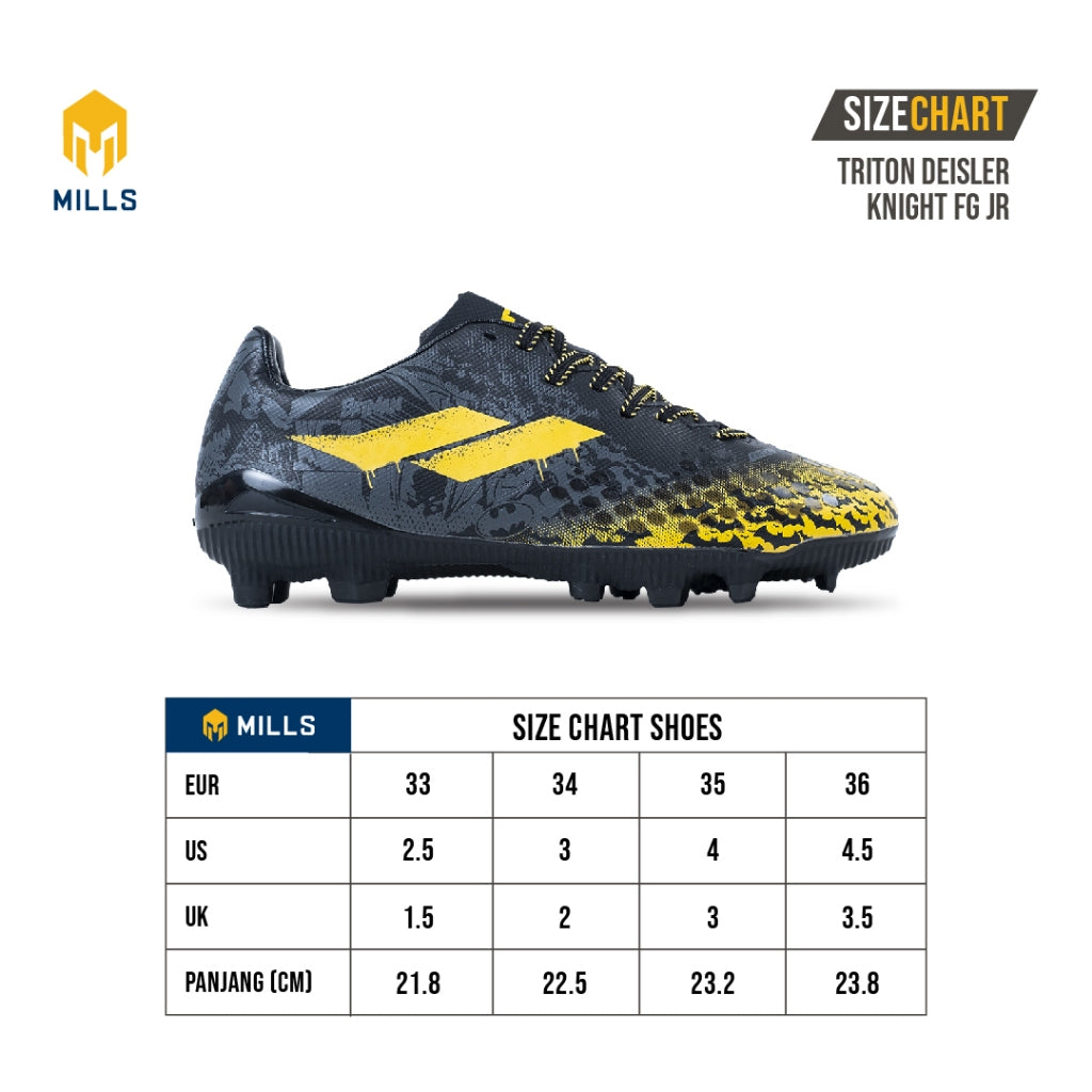 MILLS Batman Sepatu Sepak Bola Triton Deisler Knight FG JR Black / Grey / Yellow 9200301