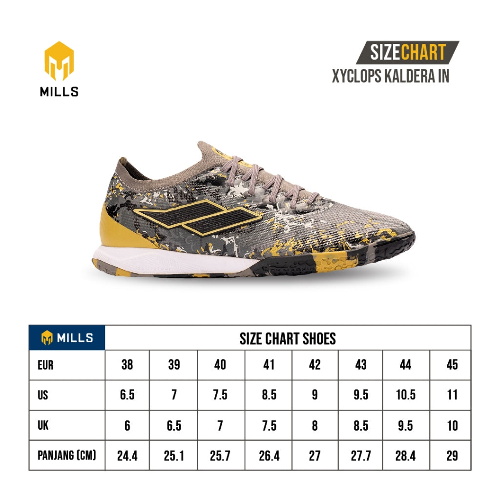 MILLS Sepatu Futsal Xyclops Kaldera IN DK. Grey / Black / Gold 9400610