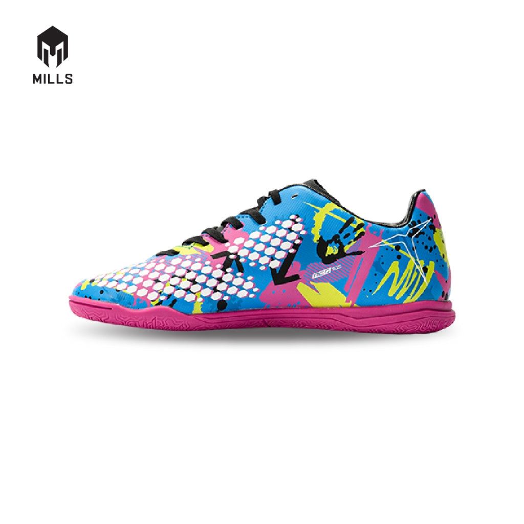 MILLS Sepatu Futsal TRITON Deisler 1.1 JR In Blue. Doodles / Black / Magenta 9800404