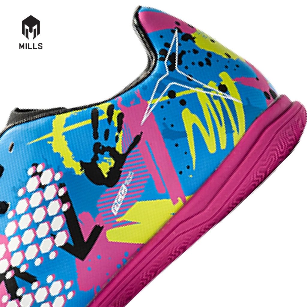 MILLS Sepatu Futsal TRITON Deisler 1.1 JR In Blue. Doodles / Black / Magenta 9800404