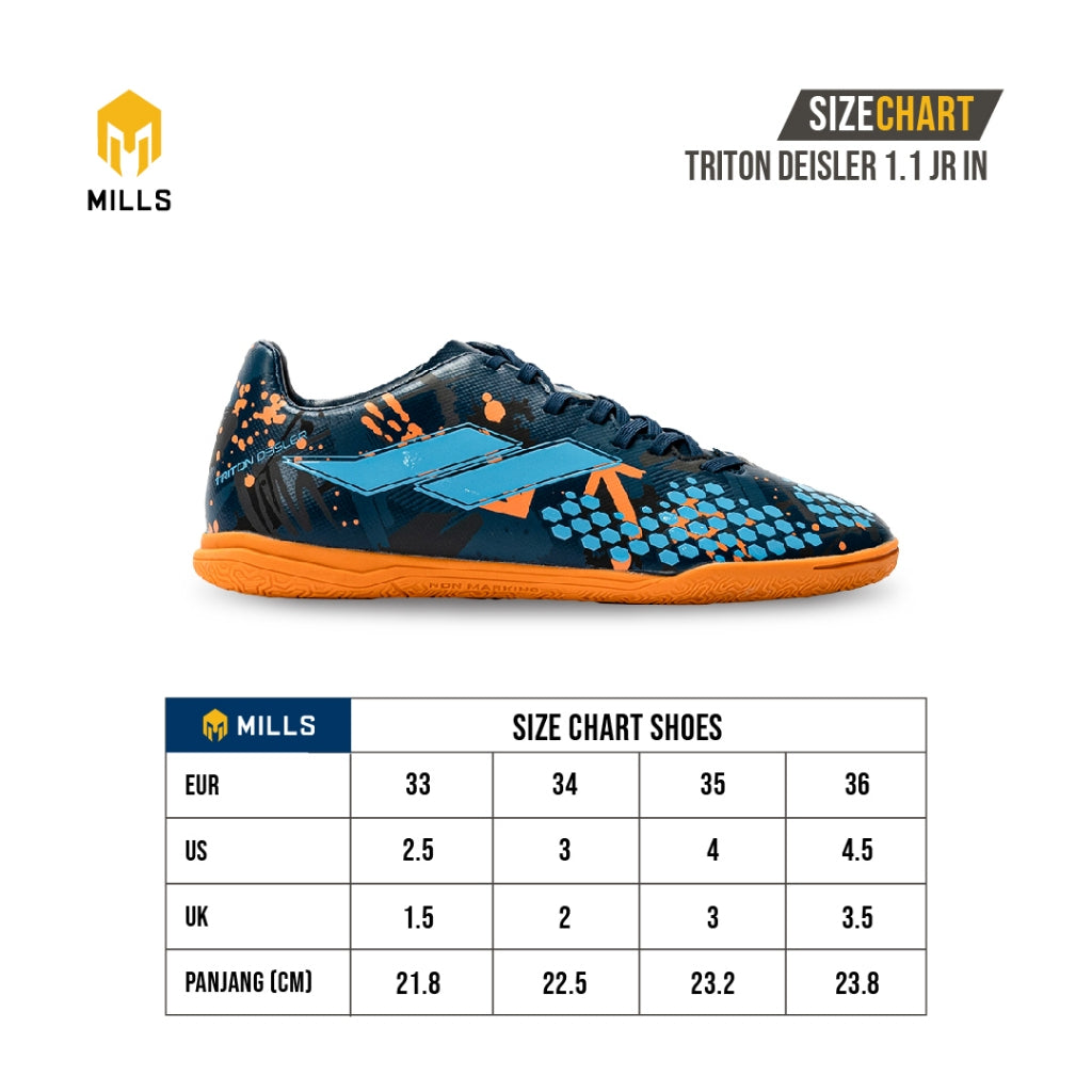 MILLS Sepatu Futsal TRITON Deisler 1.1 JR In White Doodles / Royal Blue 9800401