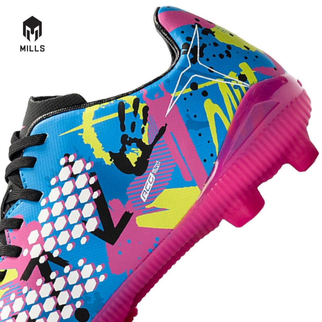 MILLS Sepatu Sepakbola TRITON Deisler 1.1 JR FG Blue Doodles / Black / Magenta 9200404