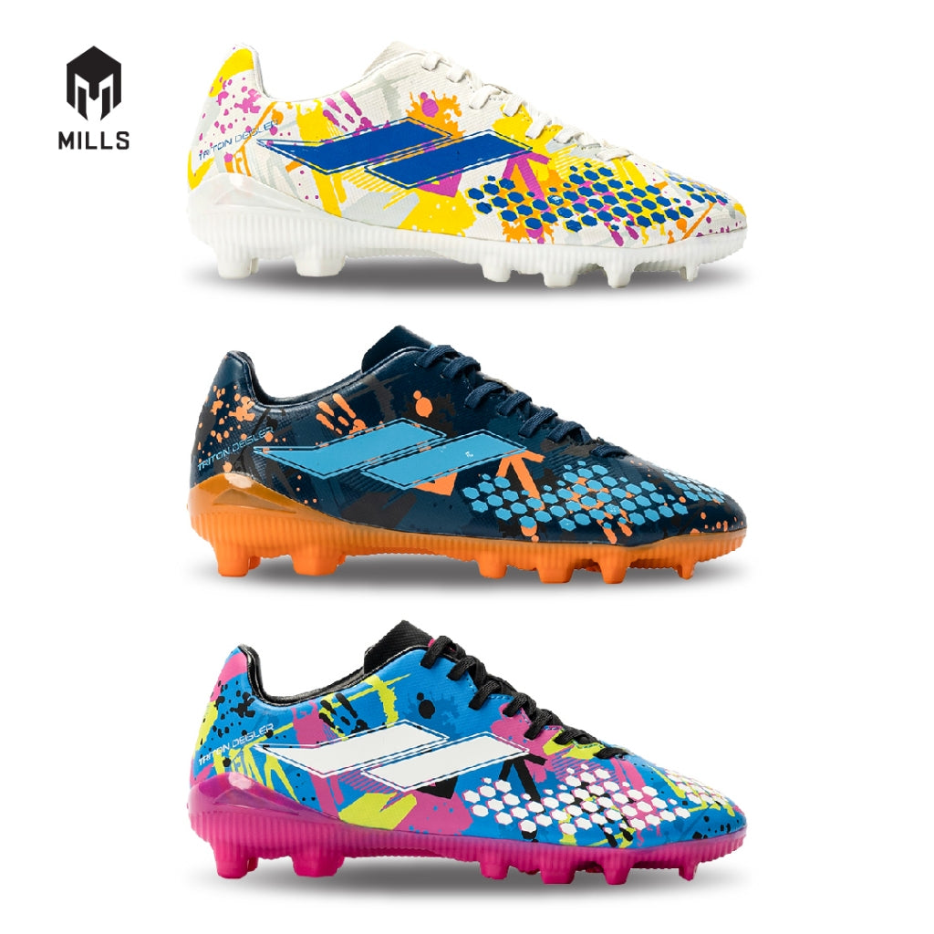 MILLS Sepatu Sepakbola TRITON Deisler 1.1 JR FG Blue Doodles / Black / Magenta 9200404