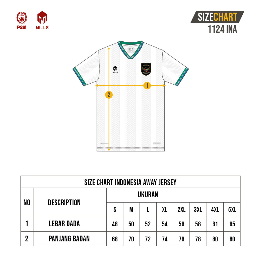 MILLS INDONESIA NATIONAL TEAM JERSEY AWAY PLAYER ISSUE 1124INA WHITE