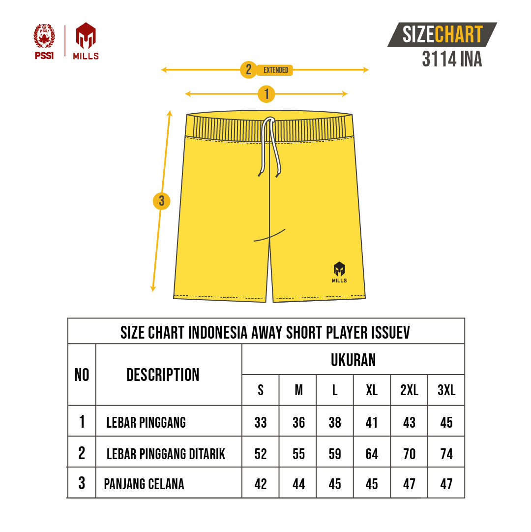 MILLS CELANA TIMNAS INDONESIA FOOTBAL SHORT AWAY GK 3114INA YELLOW