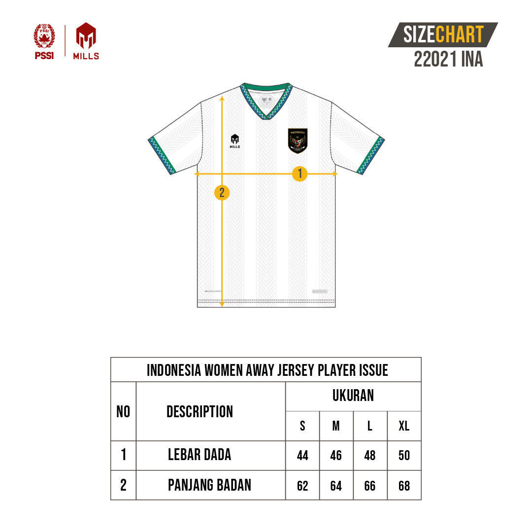 MILLS INDONESIA WOMEN AWAY JERSEY PLAYER ISSUE 22021INA WHITE