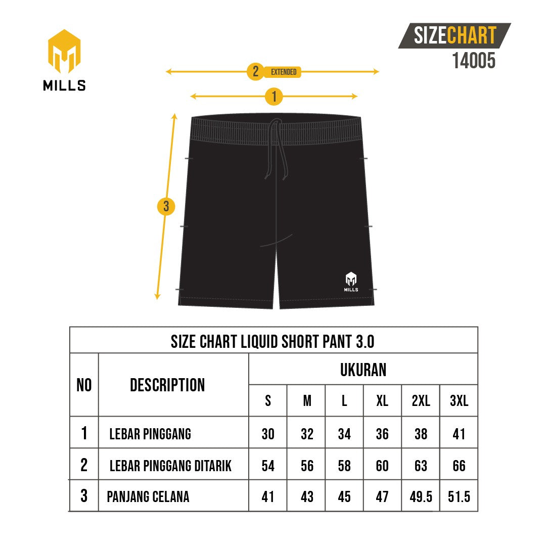 MILLS Celana Olahraga Short Pants Liquid 3.0 14005