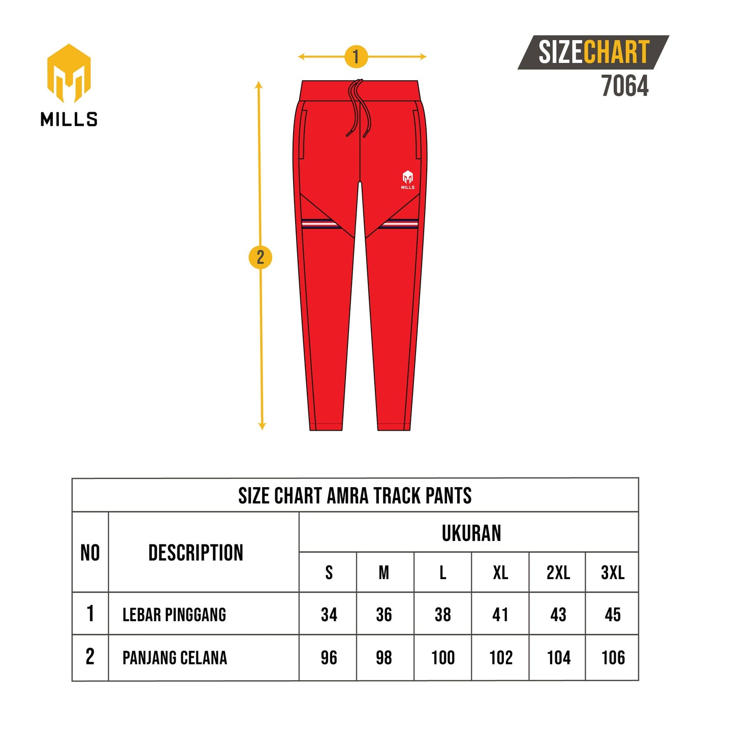 MILLS Celana Training Track Pants Amra 7064